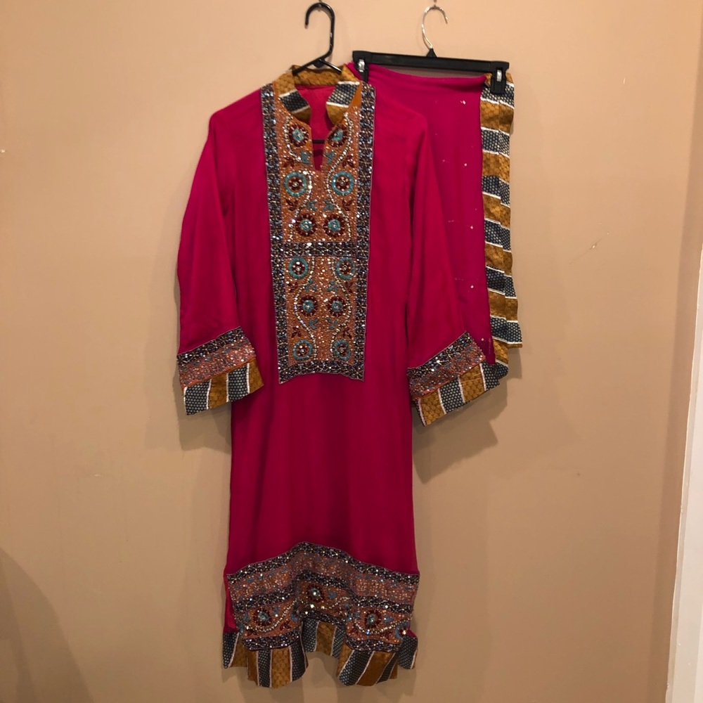 3 Piece Pakistani Hot Pink Shalwar Kameez